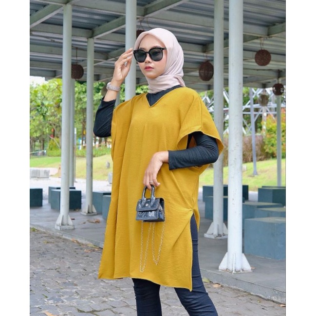 NEWW NAGITA LONG SQUARE CRINKLE AIRFLOW | CRINKLE  AIRFLOW NINA LONG SQUARE | ATASAN WANITA TUNIK