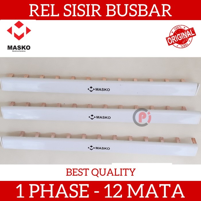 MASKO Rel Sisir Busbar Jumper MCB 1 Phase 1P 12 Pin Pole Tembaga