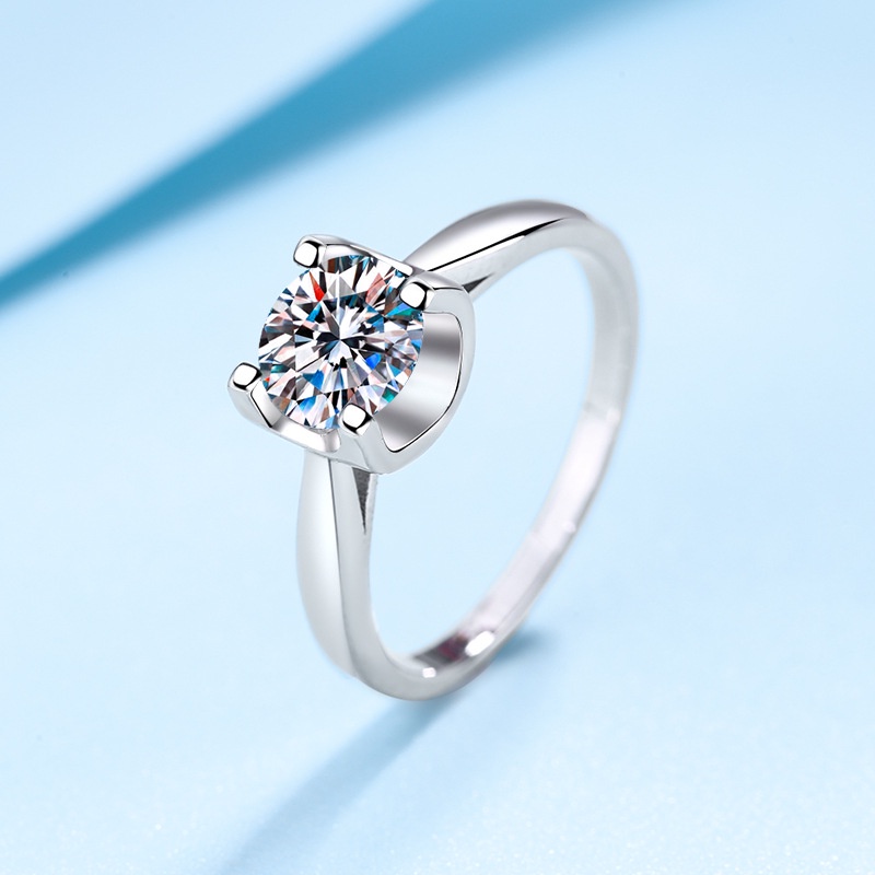 Cincin Warna Perak Kristal Besar Untuk Lady Perempuan Pesta Pernikahan Bersinar Mewah Jari Rings Perhiasan Hadiah