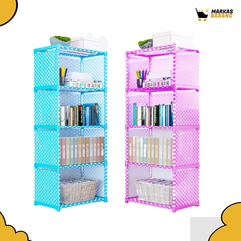 Rak Buku Susun 5 Jeon/Rak Buku Portable Serbaguna Ada Penutup di Belakang