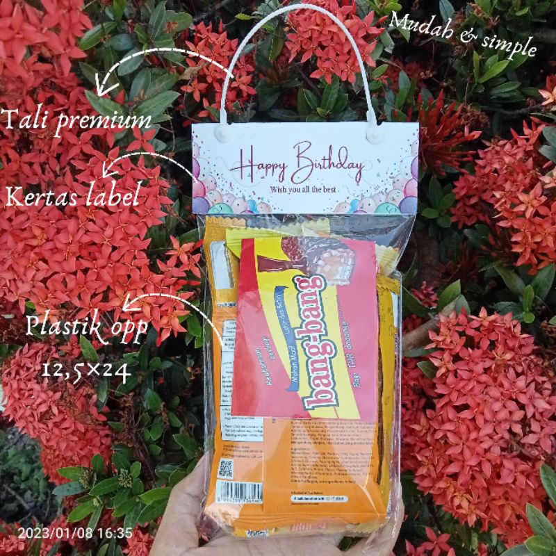

(PAKET ISI 10)TAS PLASTIK MIKA SNACK / SOUVENIR ULANG TAHUN, LEBARAN, IMLEK, NATAL