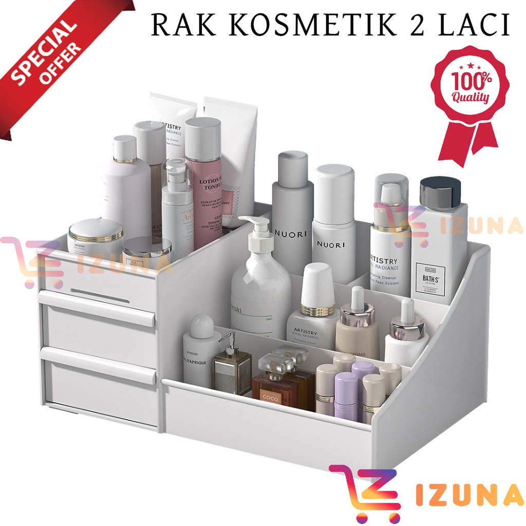 [IZUNA] RAK KOSMETIK DRAWER 2 LACI / STORAGE BOX / KOTAK PENYIMPANAN MAKE UP / COSMETIC STORAGE DRAWER / KOTAK PENYIMPANAN MAKE UP ORGANIZER