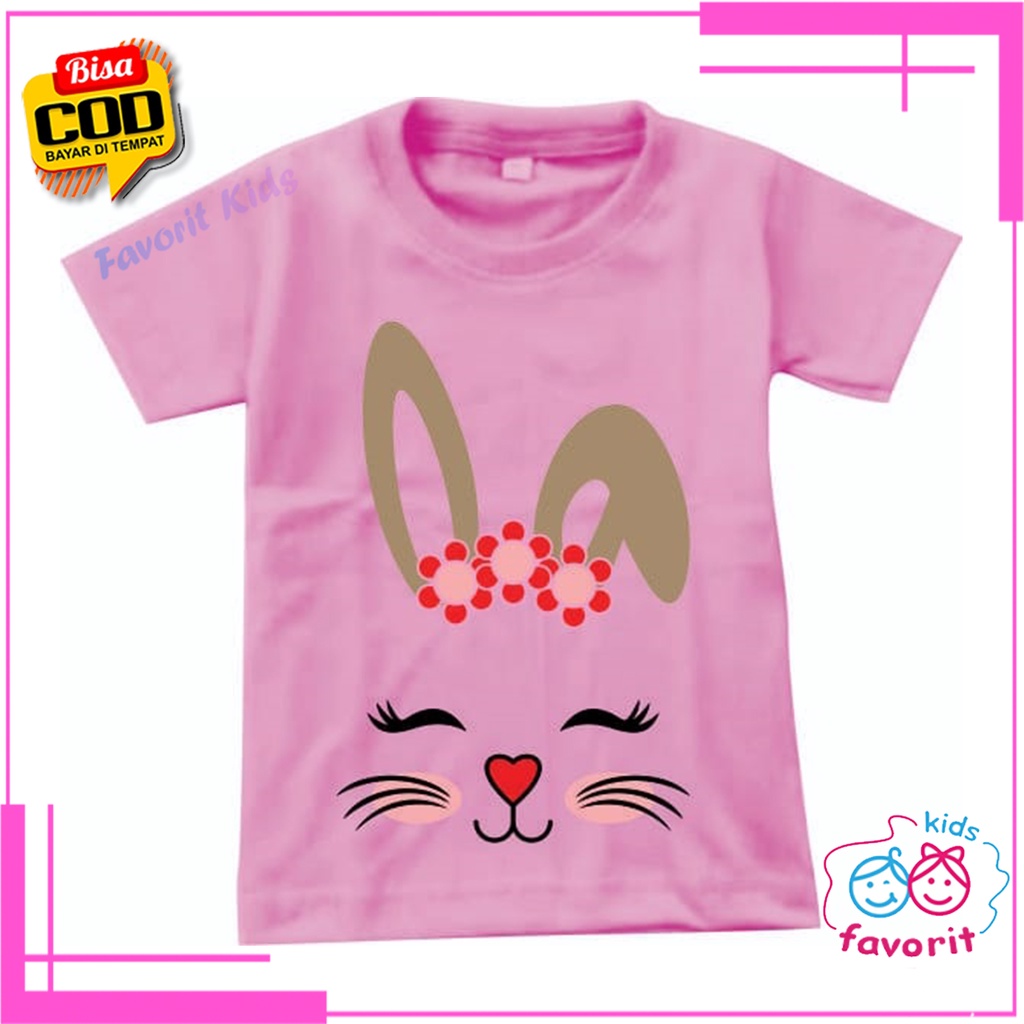 Favorit kids Baju kaos rabbit anak perempuan lengan pendek | baju atasan anak motif kelinci