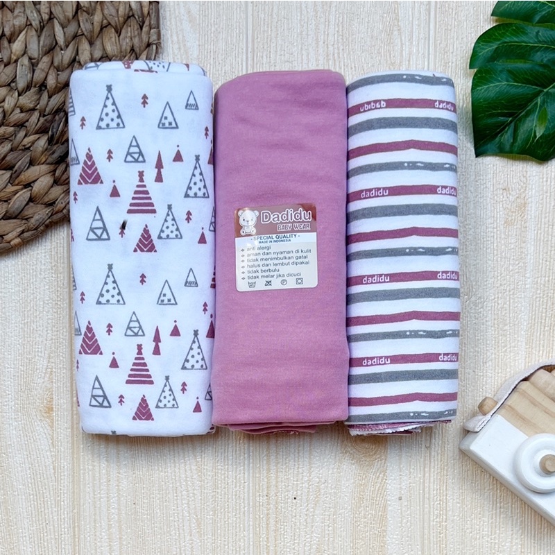 Serian DUSTY PINK DADIDU- 3 pcs BEDONG Bayi Bahan Kaos DUSTY PINK SERIES 110 x 90 cm