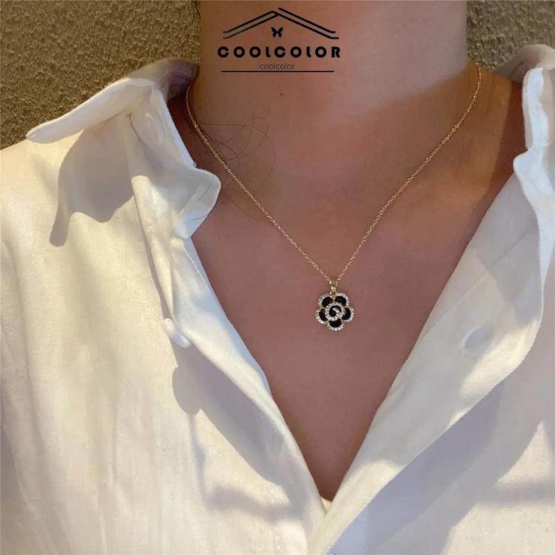 COD❤️Kalung Wanita Gaya Korea Makna Desain Camellia Liontin Rantai Selangka Untuk Perhiasan Wanita- cl