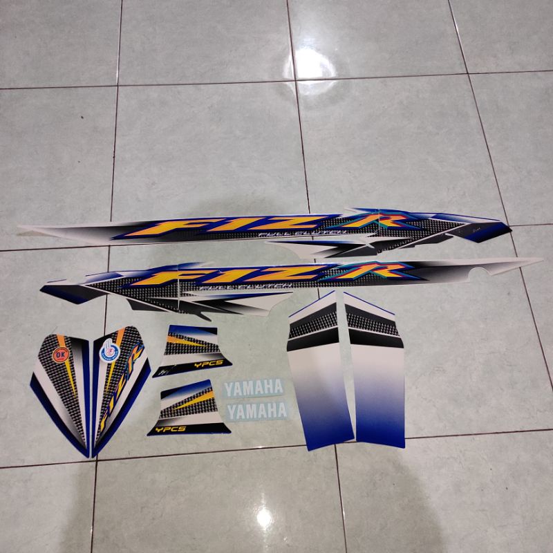 stiker stripping striping decal graphic Yamaha F1ZR FIZR F1Z FIZ R Biru putih 2004 2005 model Ori or