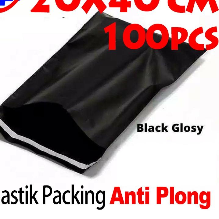 

DNL850 Polymailer Kantong Plastik Packing 20X40cm Olshop LDPE 100pcs Lem Perekat Glosy Hitam Tebal ||