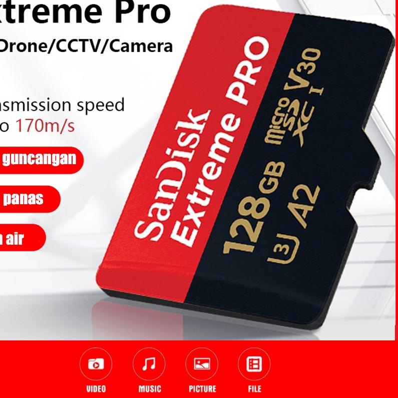 Depan1 SanDisk Extreme PRO memory card hp 8/16/32/64/128/256/512gb  kartu memory card A2 Kelas10  UH