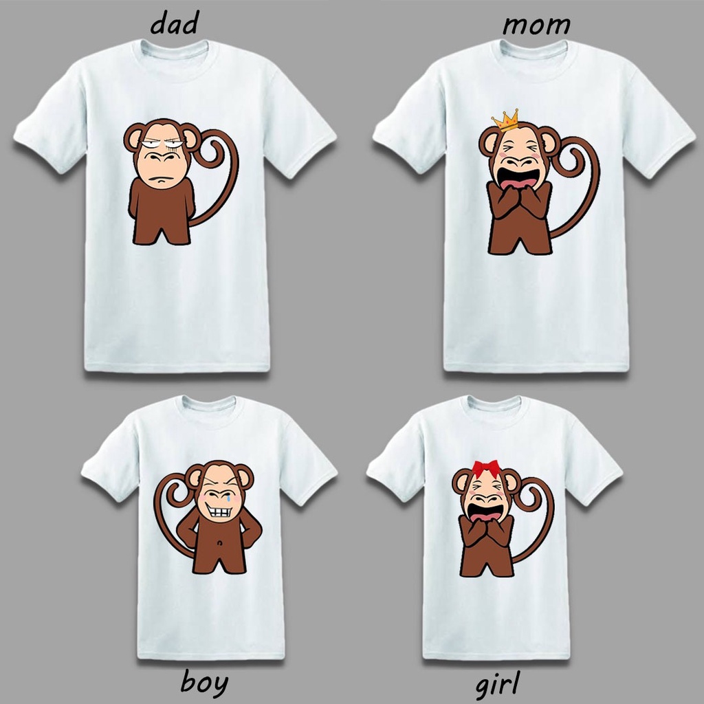 Kaos Couple Keluarga Monkey Lucu Keren dan Aesthetic