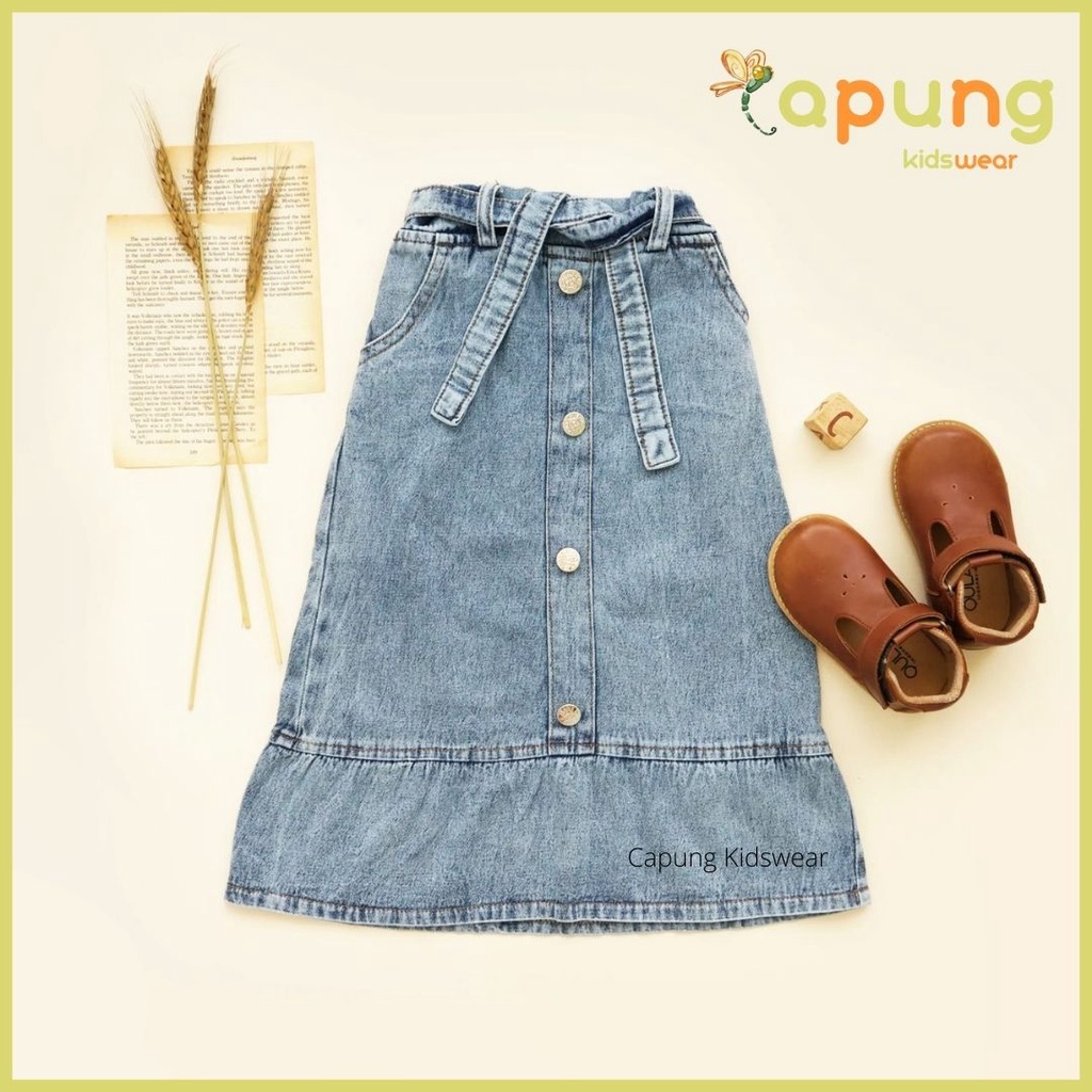 (Capung Kidswear) Rok Levis Ana Skirt Jeans (1-6 tahun)