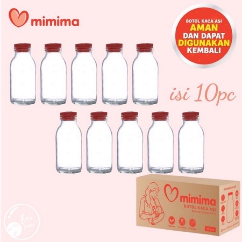 [FREE BUBBLEWRAP] Mimima Botol Kaca Asi Penyimpan Susu Kedap 10pc BISA PAKAI BERULANG