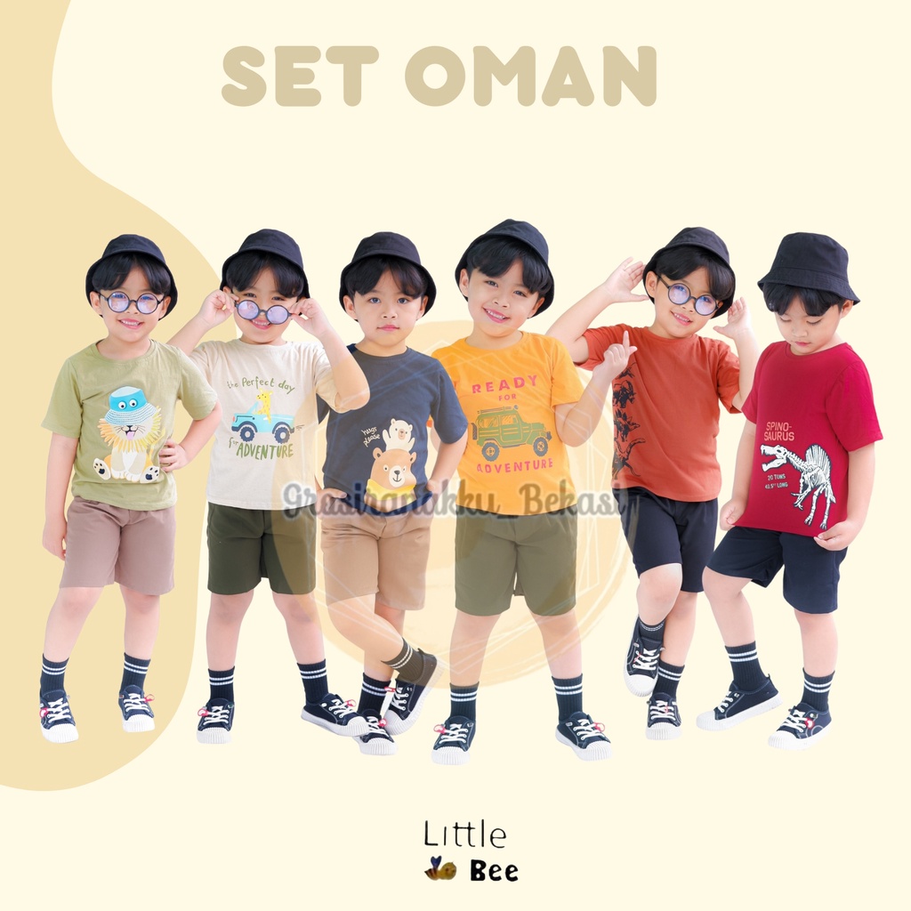 Setelan Anak Cowok Oman LittleBee Mix Warna Size 1-5 t