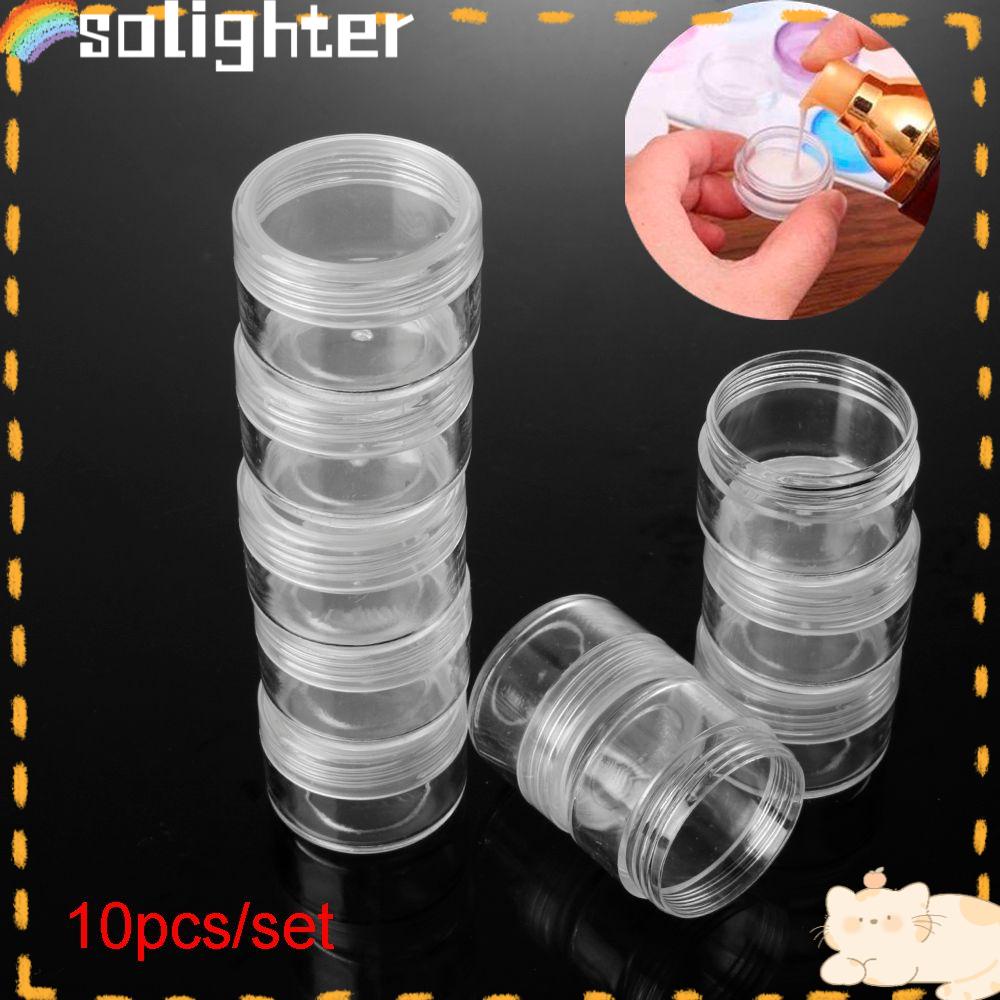 Solighter 10pcs Sample Canisters Kosong Transparan Pot Botol Plastik Wadah Makeup