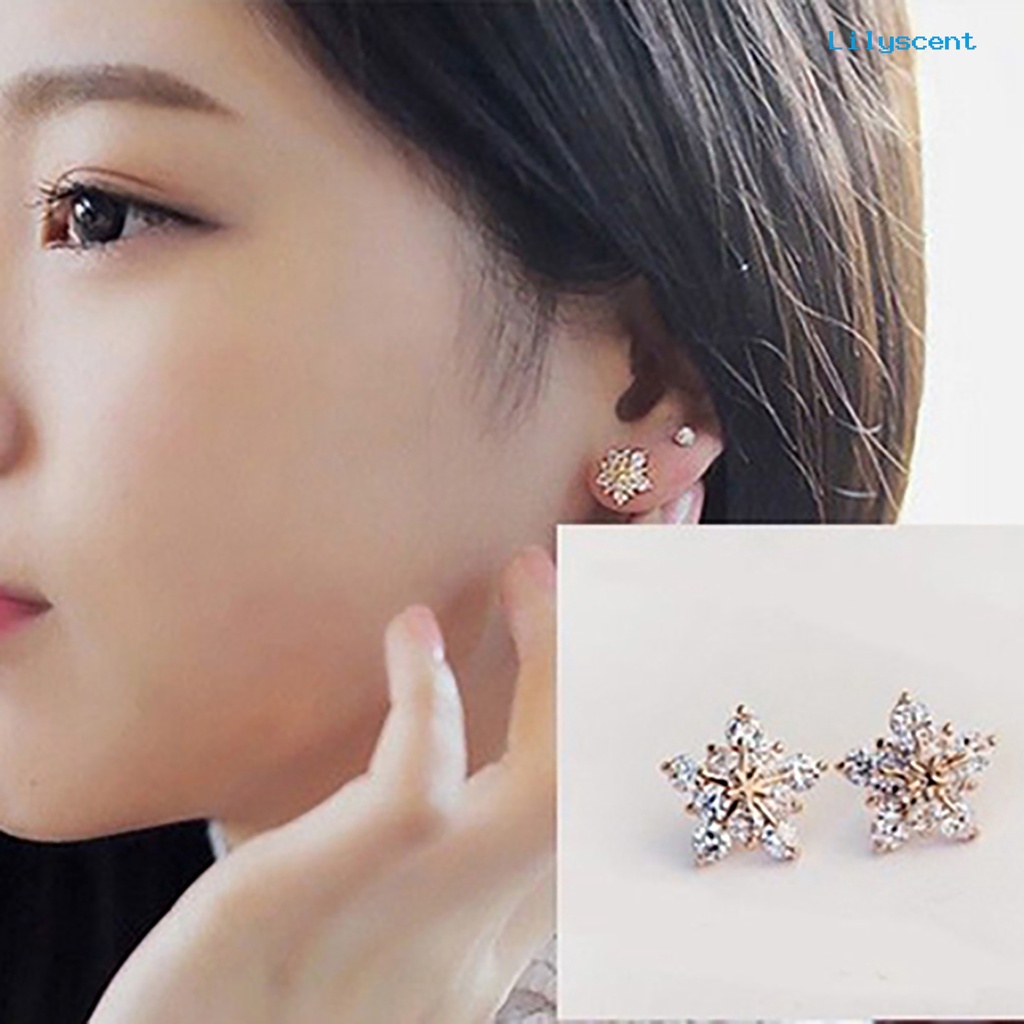 [LS] 1pasang Anting Tusuk Aksesoris Perhiasan Ringan Wanita Anting Berlian Imitasi Elegan Untuk Pernikahan