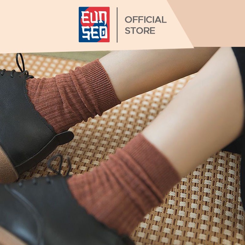 EUNSEO Kaos Kaki Wanita Panjang Solid Colour Kaoskaki Fashion Korea Women Socks