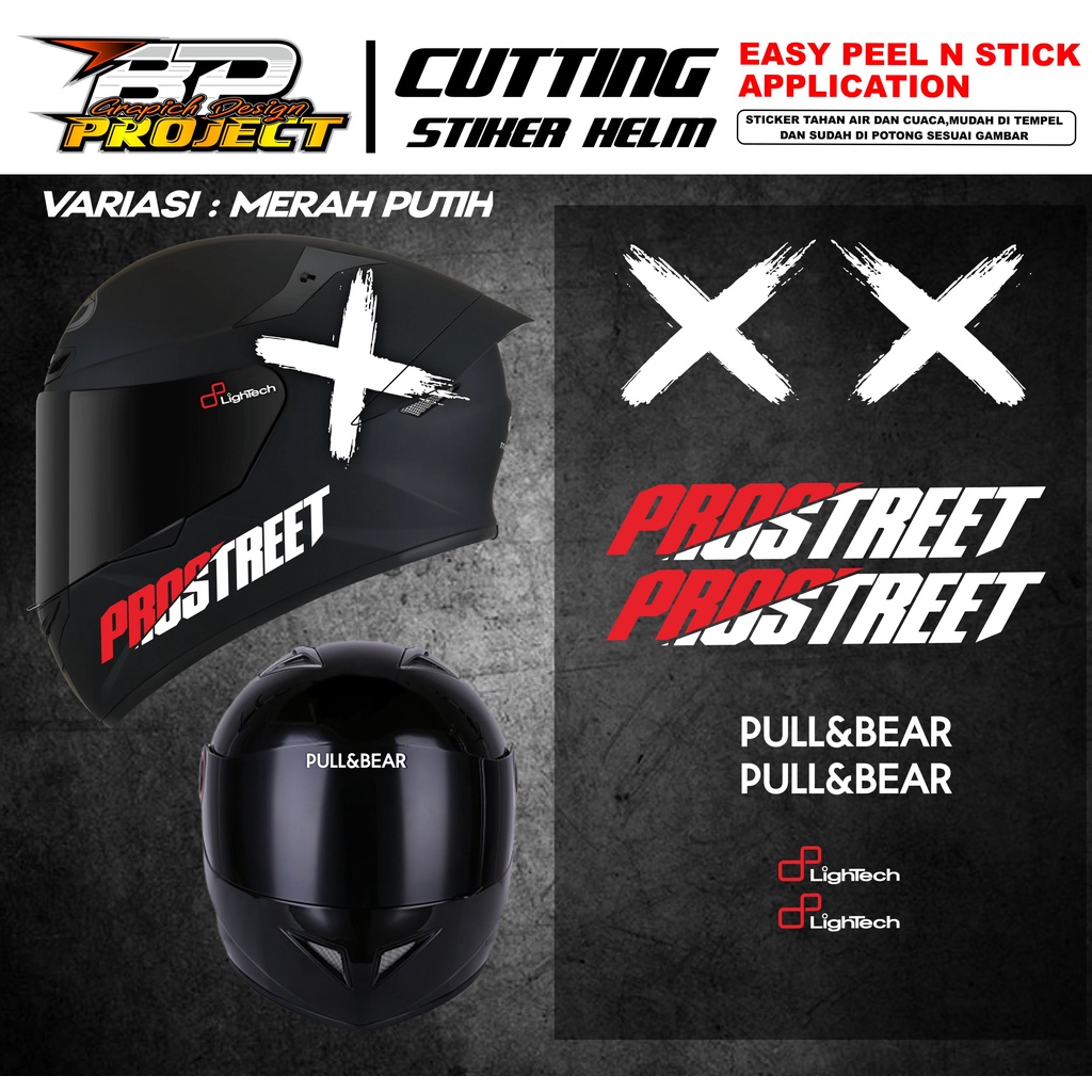 Stiker Helm Full Face - Cutting Sticker Helm FullFace PROSTREET - Sticker Cutting Helm Fullface Baha