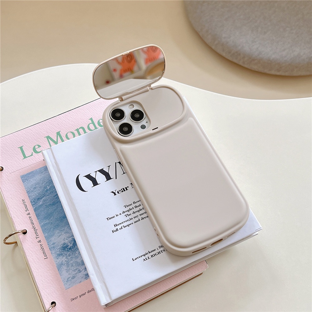 Casing Ponsel Cermin Makeup Untuk iPhone 14 Pro 13 12 11 14 Pro Max Casing Pelindung Kamera XR XS Max X Soft Silicone Cover