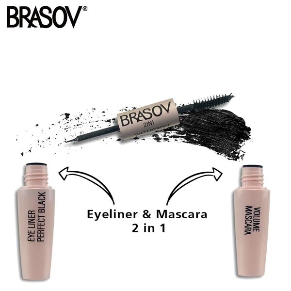 [MASCARA + EYELINER | 2IN1 | BPOM] BRASOV Volume Mascara dan Eyeliner 2 in 1 MakeUp Waterproof_Cerianti