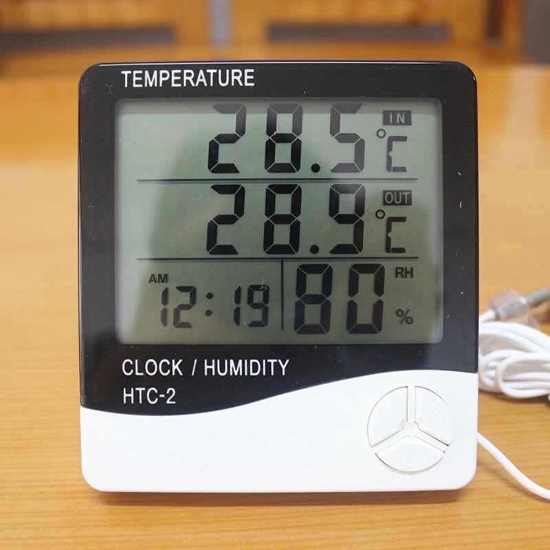 HTC-1 HTC-2 Thermometer Hygrometer Digital Higrometer Termometer Ruangan Clock Temperature Humidity