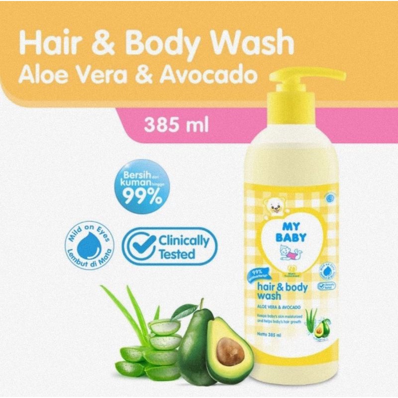 My Baby Body &amp; Hair Wash Pump Aloe Vera 385 ml - Sabun &amp; Shampo Bayi