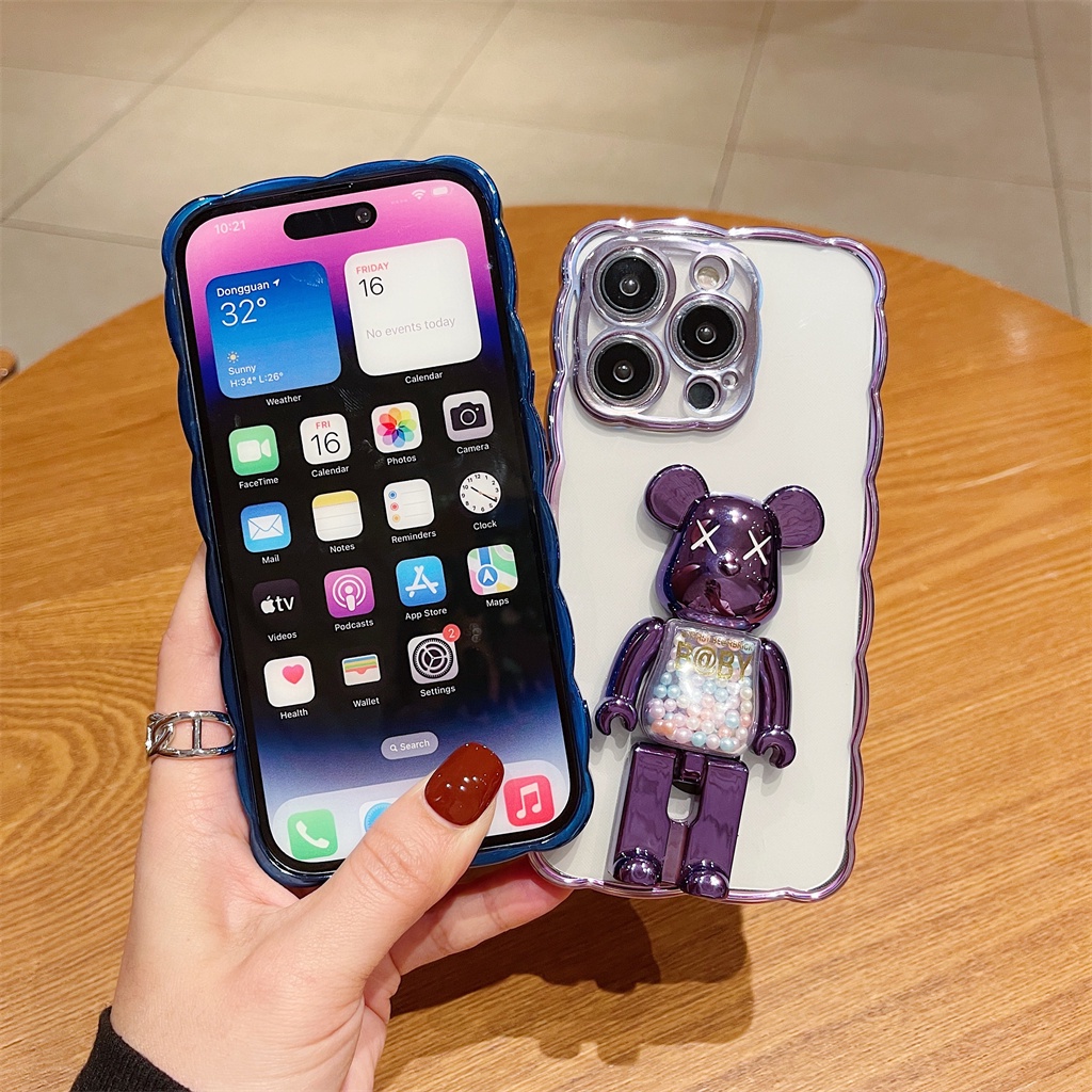 Soft case Pelindung Kamera Desain Kartun Beruang 3D Untuk iphone 14 pro max 13 12 11 pro max 14 plus