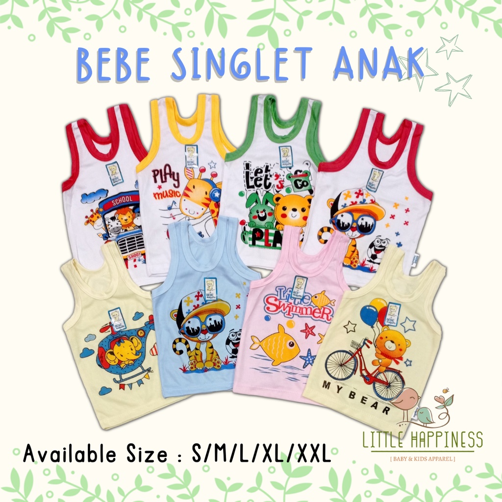 3 PCS BEBE Singlet Anak Murah/Kaos Dalam Anak Bayi Murah