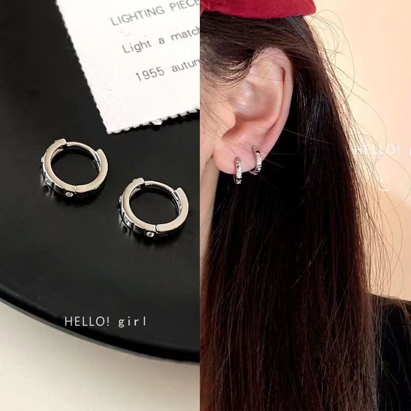 IFYOU Anting Tusuk Simple Zircon Silver Earrings Untuk Aksesoris Perhiasan Wanita