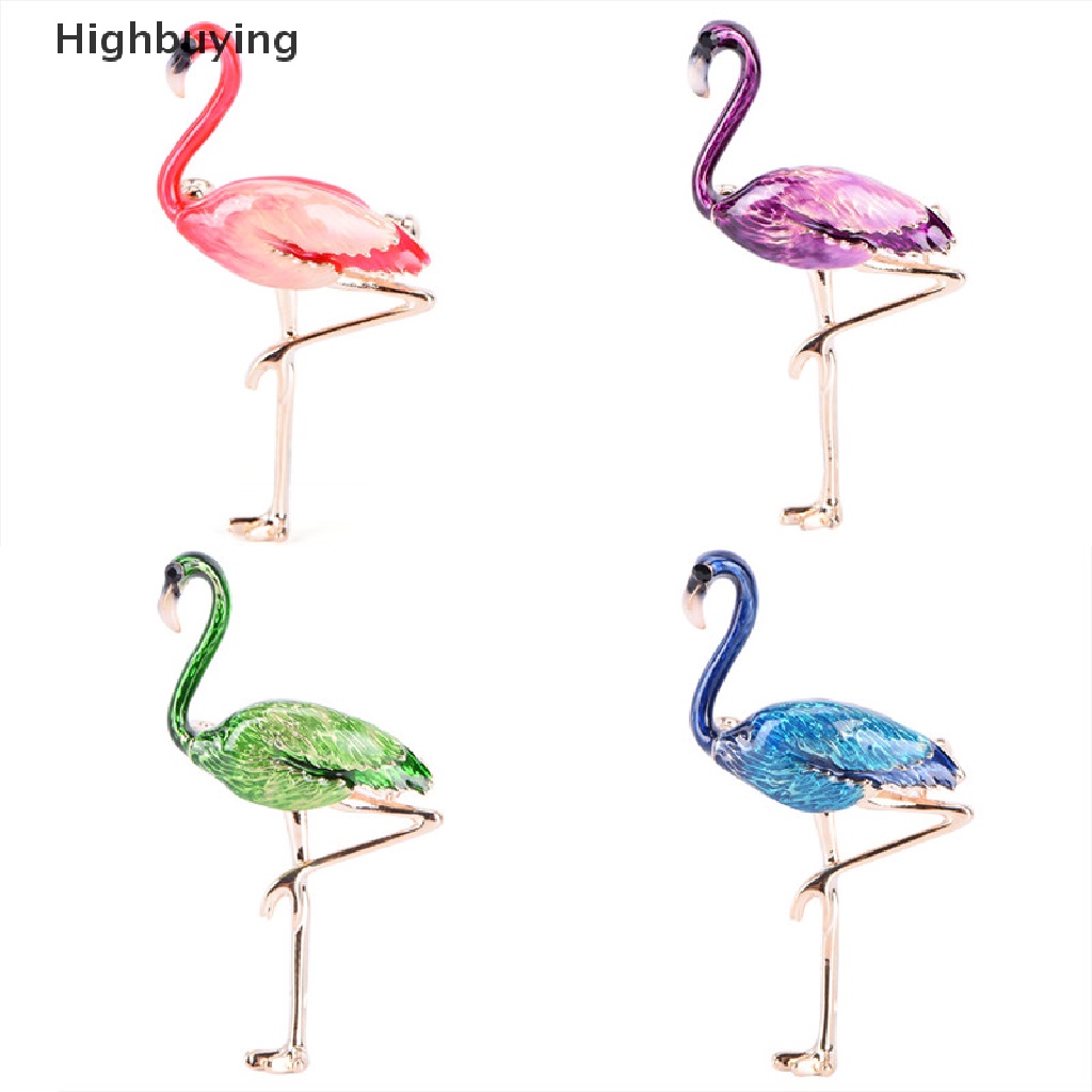 Hbid Flamingo Bros Pin Enamel Kerah Bros Wanita Lencana Perhiasan Bros Aksesoris Glory