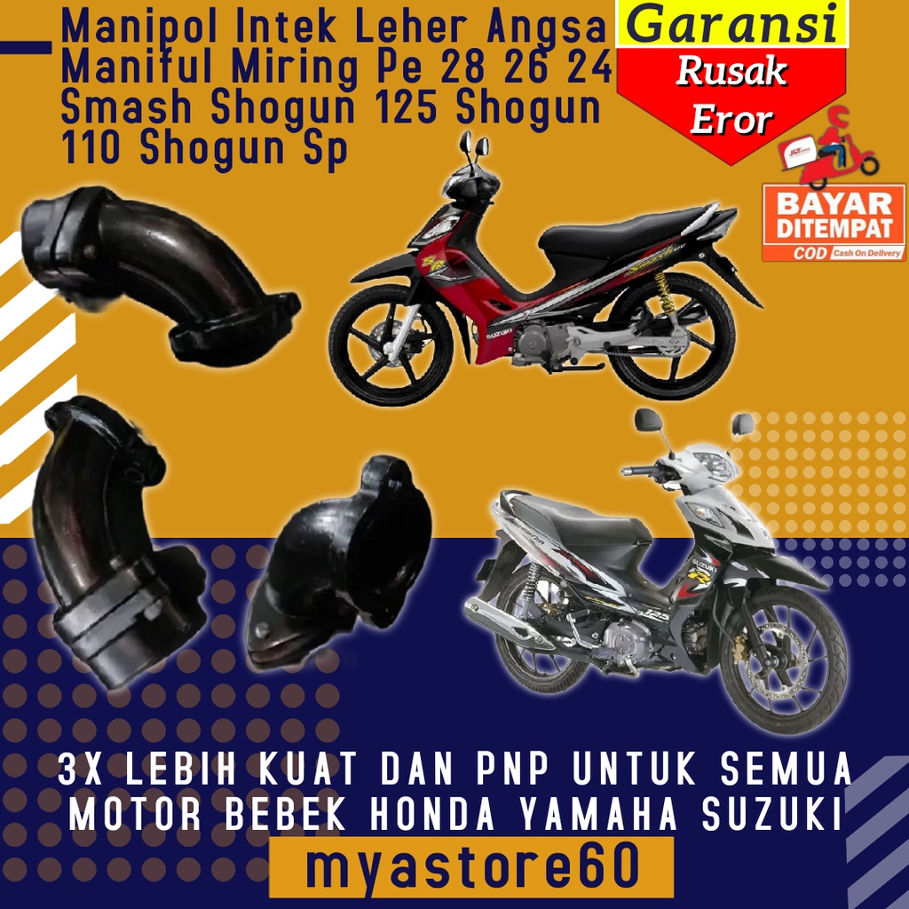 Manipul Manipol Intake Intek Leher Angsa Maniful Miring Sambungan Karbu Pe 28 26 24 Smash Shogun 125 Shogun 110 Shogun Sp