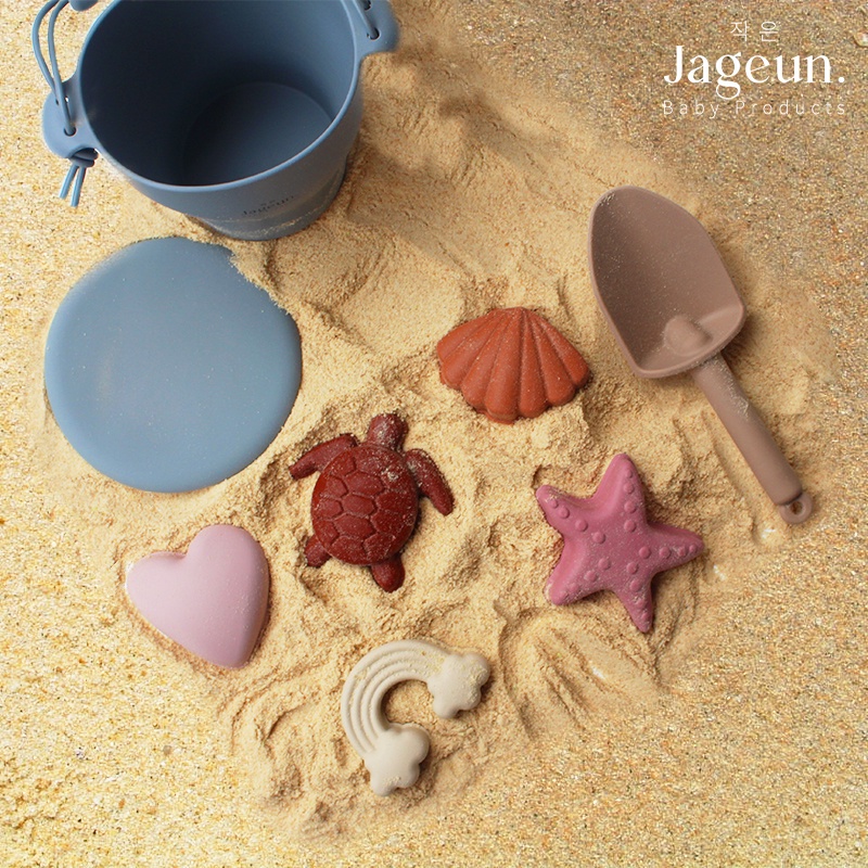 JAGEUN Premium Silicone Beach Bucket Sand Toy Set | Mainan Ember Cetakan Pasir Pantai Anak Bayi