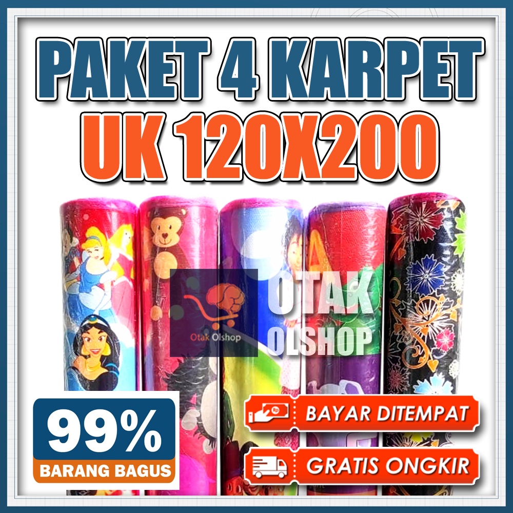 PAKET 4 PCS KARPET 120X200 / Karpet Lantai Spon Motif Karakter / Tikar Motif Kartun / Tikar Piknik Anti Air