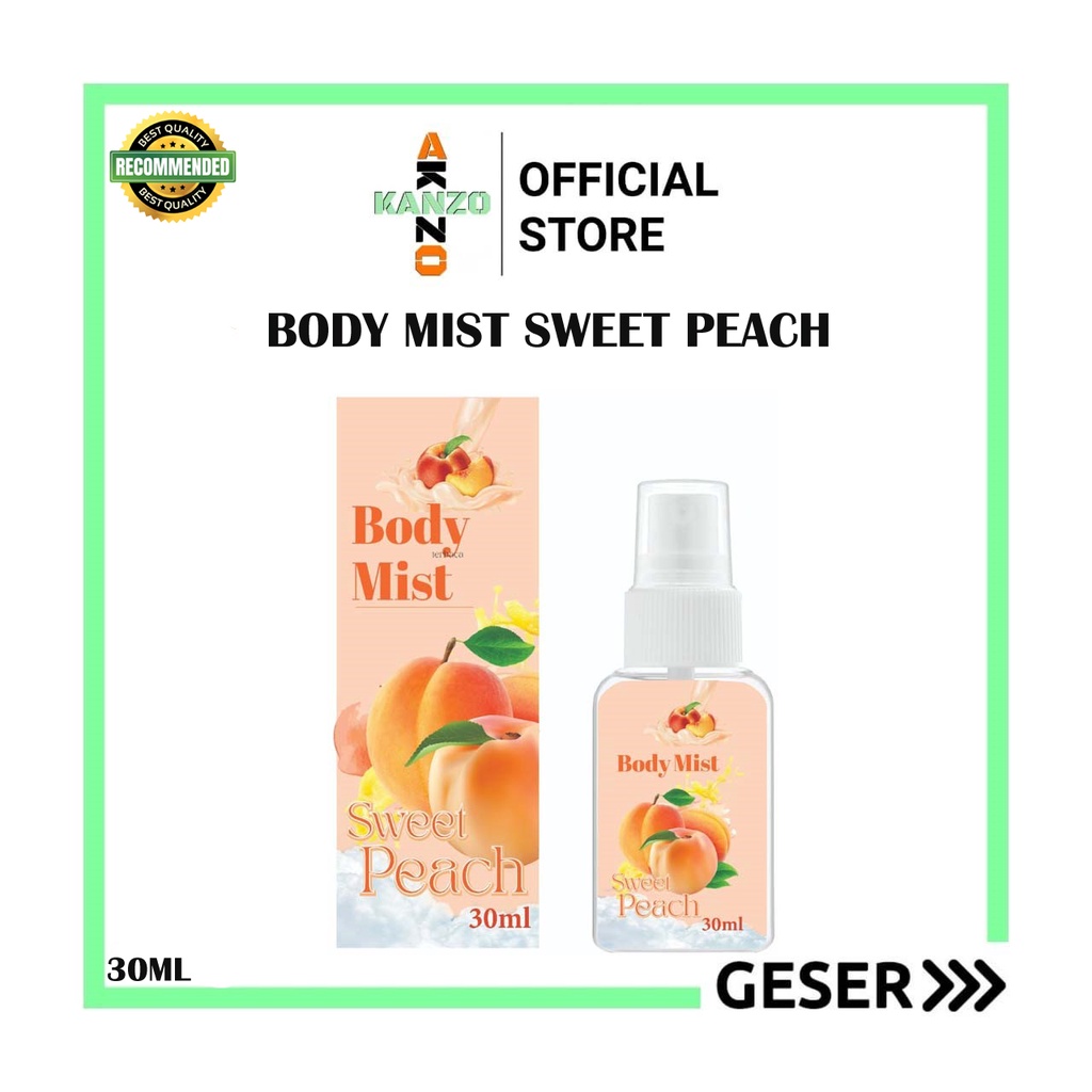 Kanzo - Parfum Body Mist Sweet Peach 30ml Premium / Parfum Peach 30ml Best Seller / Parfum Wanita Wangi Tahan Lama