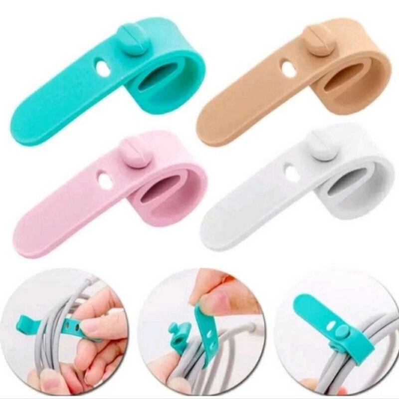 Pengikat Kabel Charger Silicon Kabel Organizer Cable Clip Cord Holder