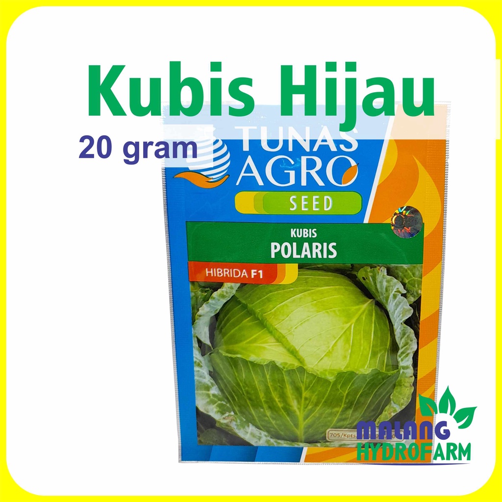 Benih Kubis Hijau Polaris Hibrida F1 20 gram Tunas Agro dataran rendah menengah tinggi biji bibit gr