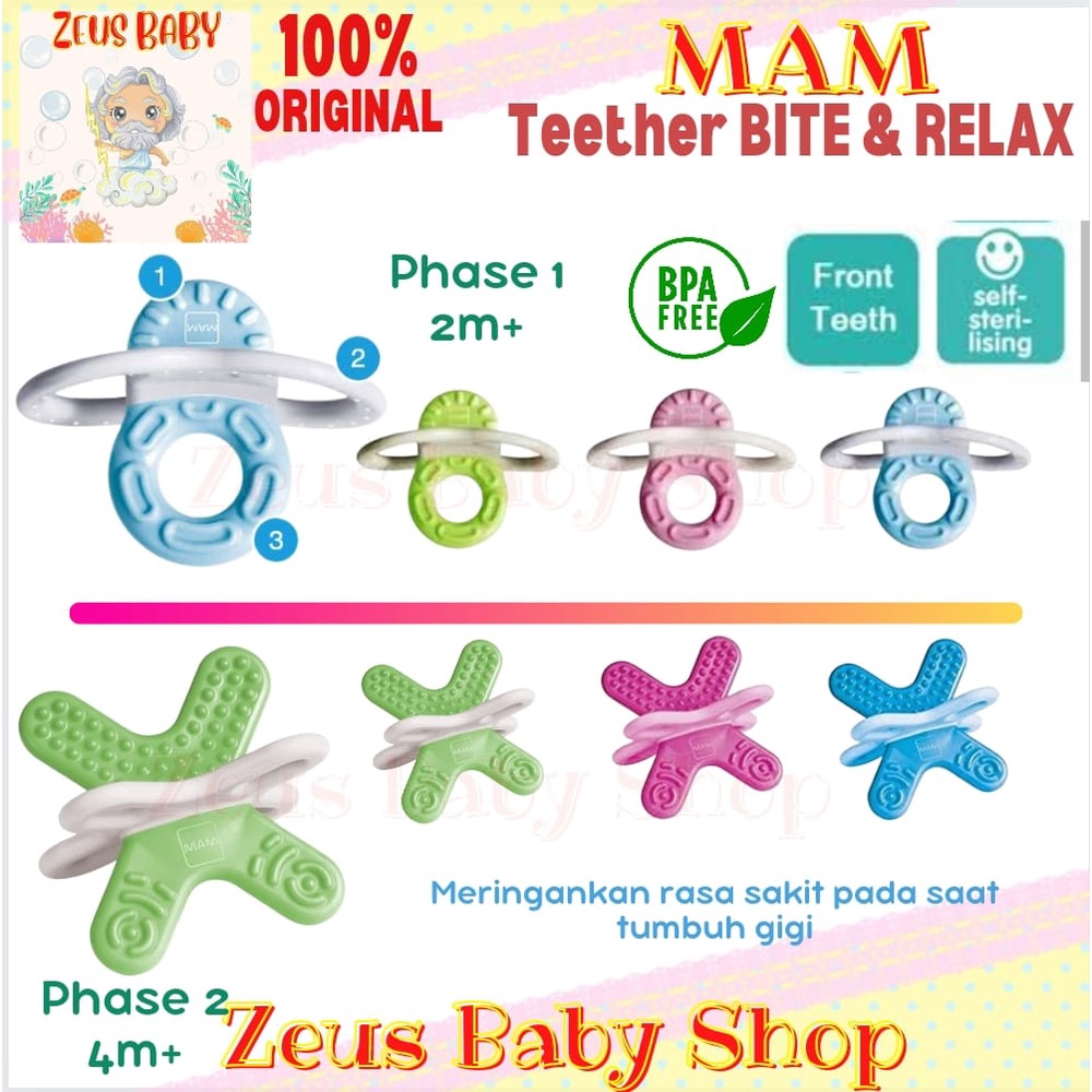 MAM TEETHER BITE AND RELAX 2M+ 4M+ MAINAN GIGITAN BAYI | GIGITAN BAYI SILICONE