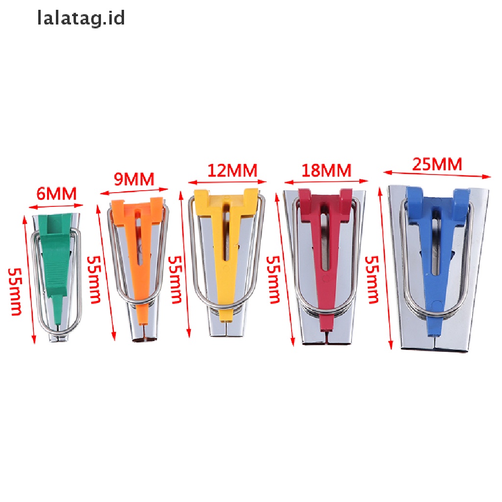 [lalatag] 5ukuran Kain Bias Tape Maker Alat Jahit Quilg 6mm 9mm 12mm 18mm 25mm Set [ID]