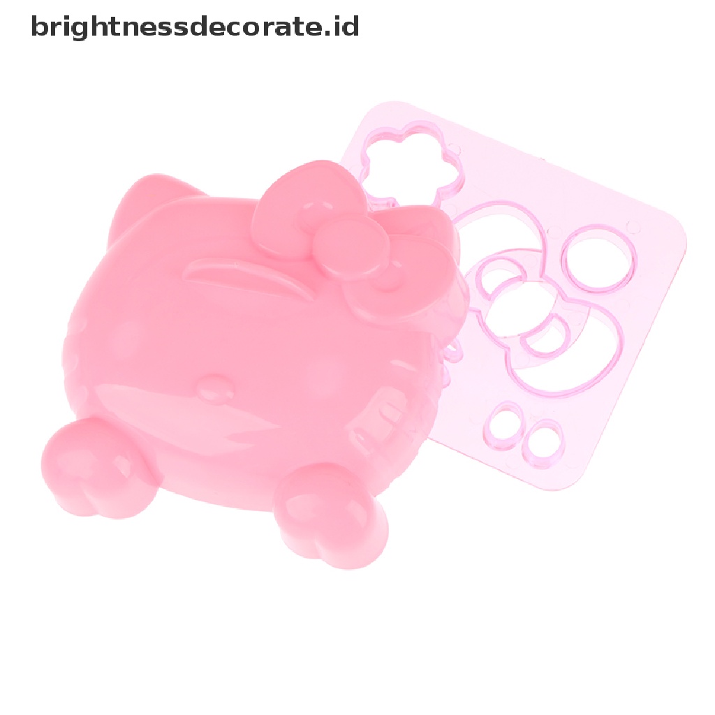 [Birth] 1set Kartun KT Bentuk Kucing Silikon Rice Ball Mold Bento Emboss Molds DIY Tool [ID]