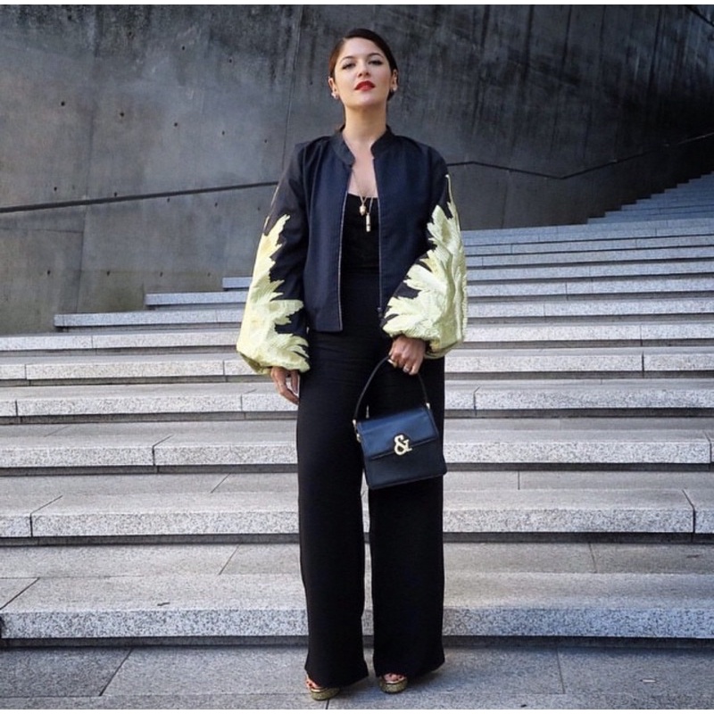 SEAN & SHEILA Black Baloon Sleeve Bomber Jacket Size 1