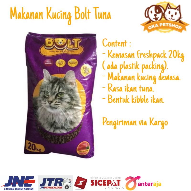 Bolt Cat Tuna Ikan 20kg - Makanan Kucing Bolt Tuna Bentuk Ikan via Kargo