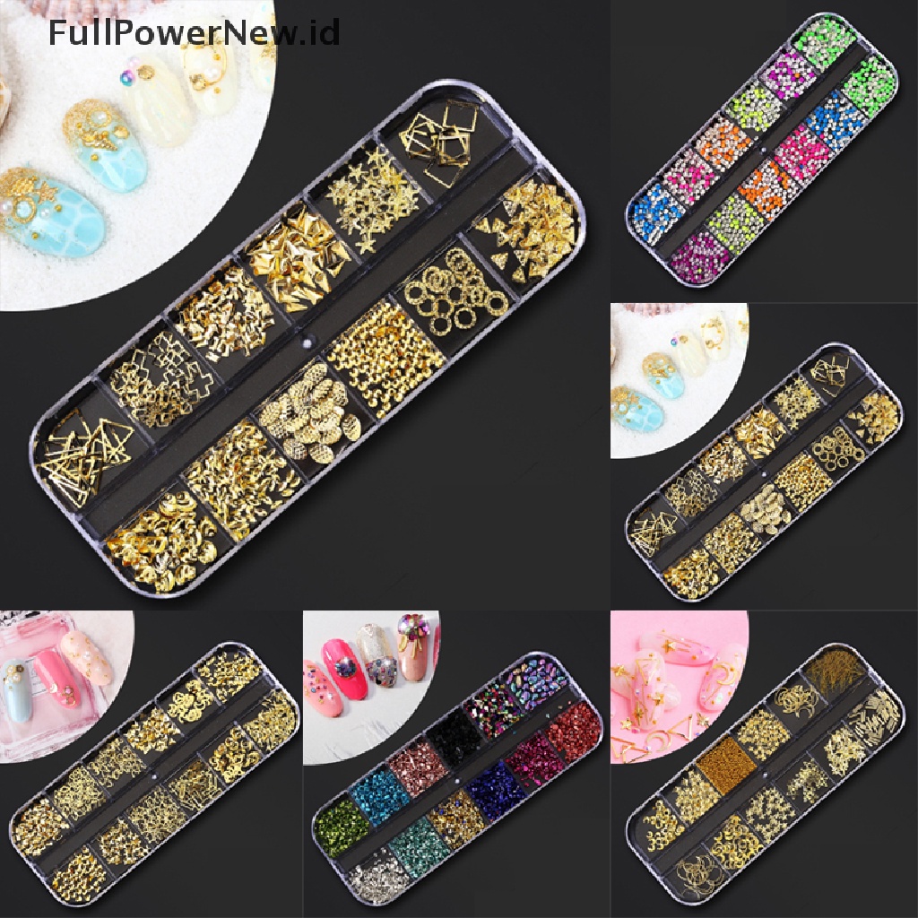 Power Berbagai 3D Nail Art Rhinestones Diamonds Permata Perhiasan Rivet Campur Dekorasi ID