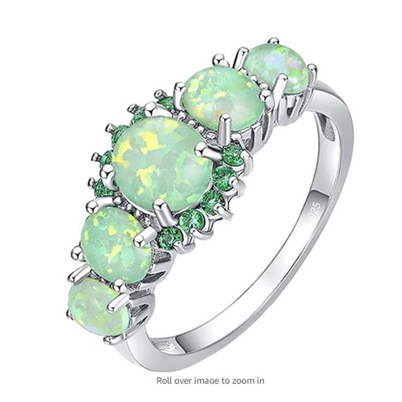 Cincin Opal Api Hijau Buatan Perak925 Lapis Untuk Hadiah Perhiasan Opal Wome Gemstone Ring