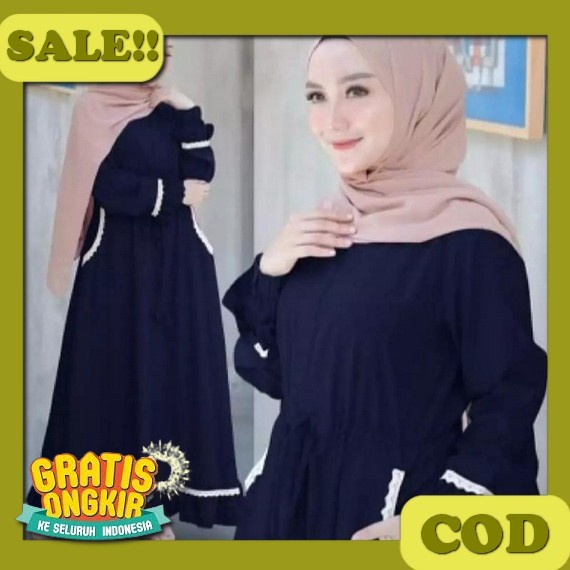 Baju Gamis Muslim Wanita Remaja Polos Modern Pakaian Lebaran Terbaru 2023 Maxi Viana Trendy Bahan Je