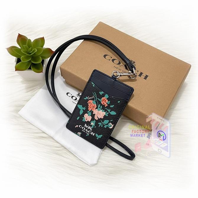 

HOT PROMO LANYARD C0ACH 91792 Midnight Black with ROSE BOUQUET PRINT LANYARD ID