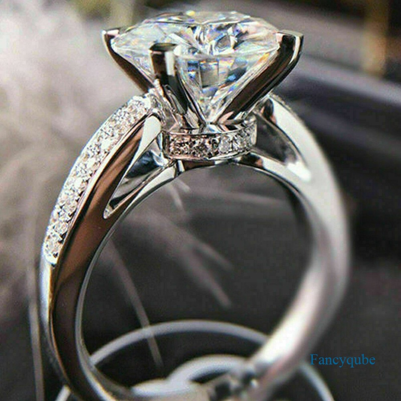 Cincin Tunangan Pernikahan Klasik Untuk Wanita Brilliant Cubic Zirconia Kristal Lamaran Cincin Perhiasan Hadiah Anniversary