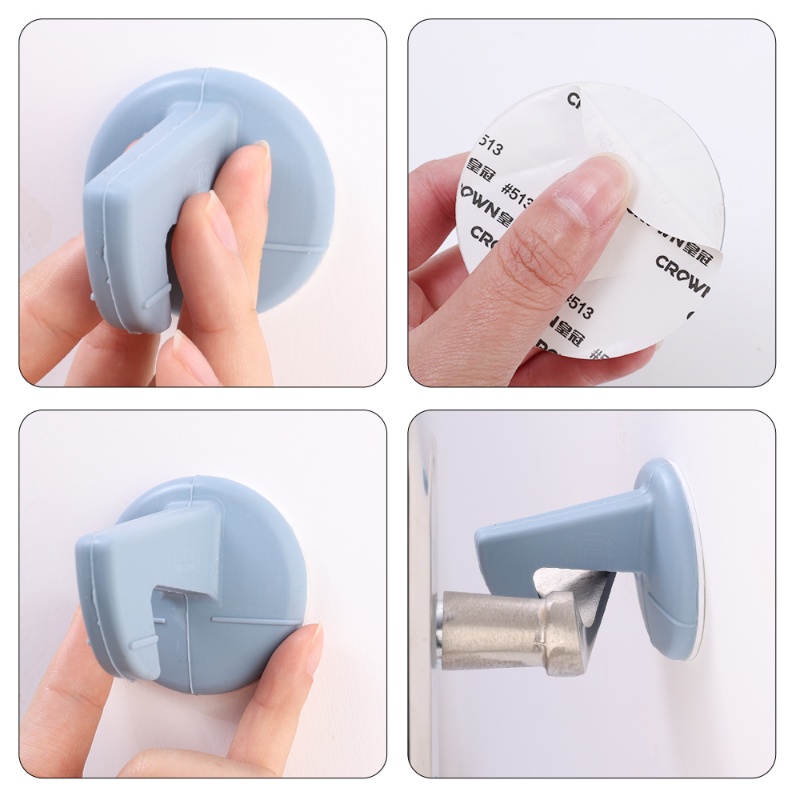 Soft Silica Gel Door Handle Anti-Tabrakan Pad/Bebas Paku Self-Adhesive Silent Punch Free Crash Bantalan Ganjalan Pintu Dengan Kait/Pengaman Sudut Tepi Rumah Tangga/Aksesoris Keselamatan Rumah