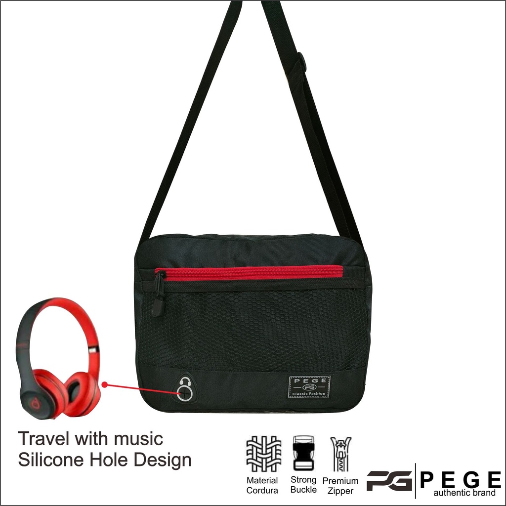 Tas Selempang PEGE Enver Slingbag Pria Model Kasual Warna Hitam - PG 8949