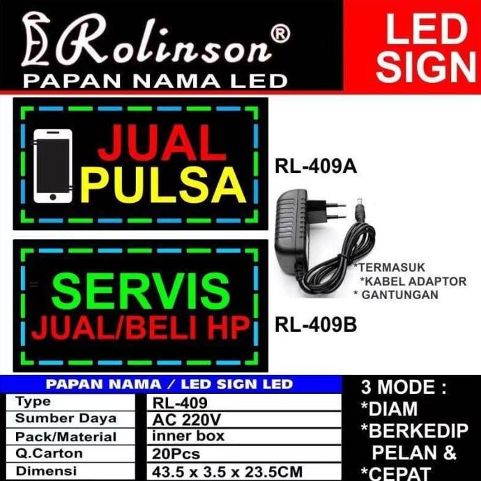 

Papan Nama LED Sign Berkualitas / Papan Jual Pulsa / Jual Beli HP