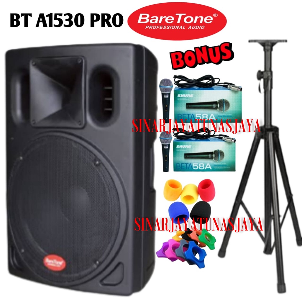 SPEAKER AKTIF 15 INCH 800WATT BARETONE BT A1530 PRO GARANSI RESMI + BONUS - BARETONE BT A1530 PRO