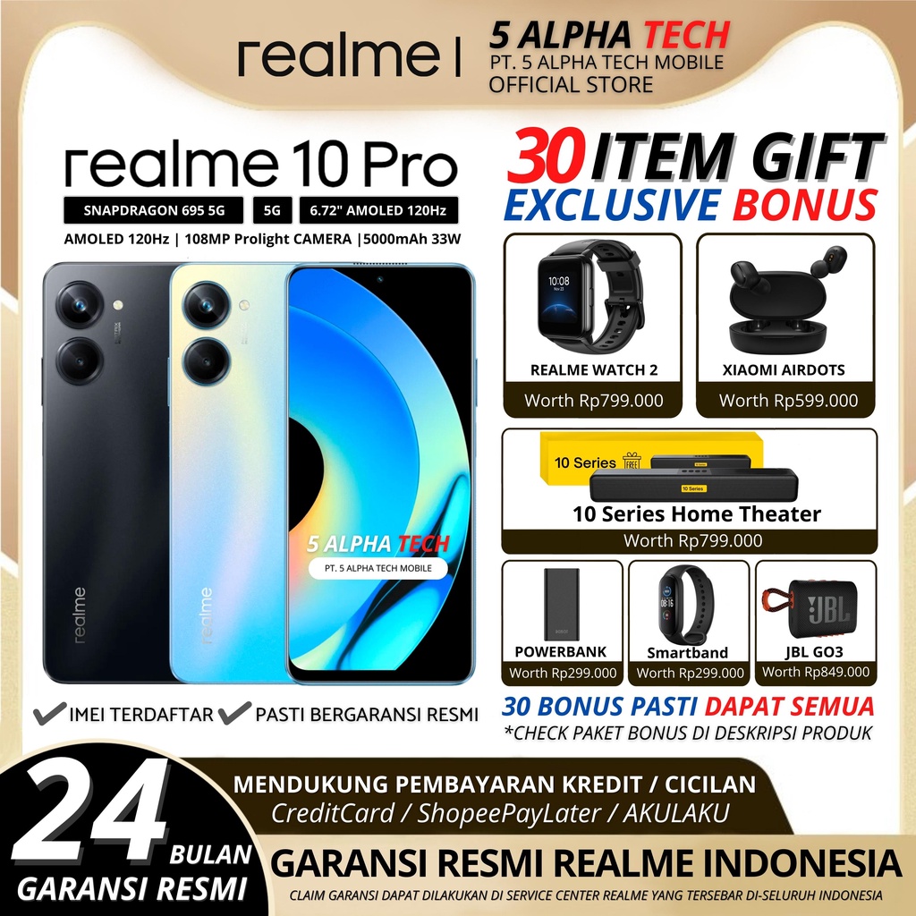 REALME 10 PRO 5G 16/256GB 16/128GB ( 8GB + 8GB EXTENDED RAM ) GARANSI RESMI REALME