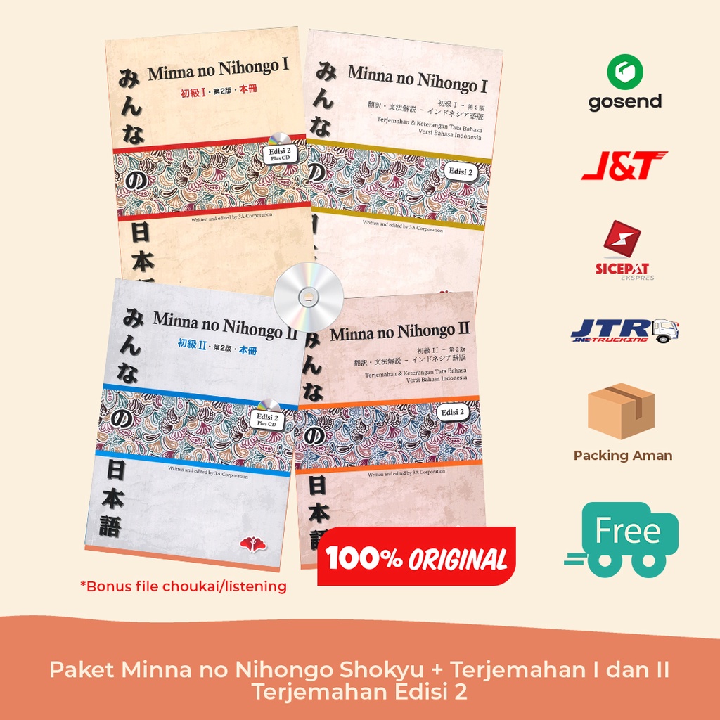 PAKET Minna No Nihongo I dan II Edisi 2 ORI + CD (4 BUKU)